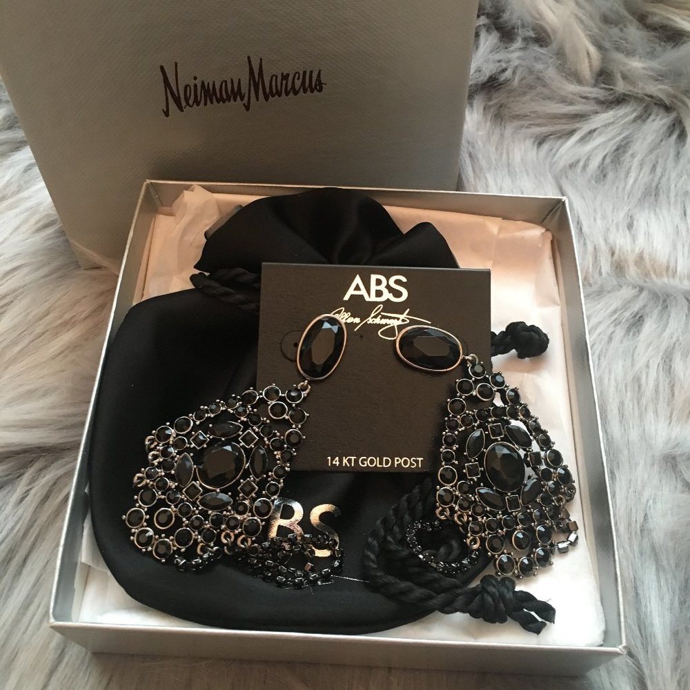ABS Allen Schwartz Black Chandelier Earrings
